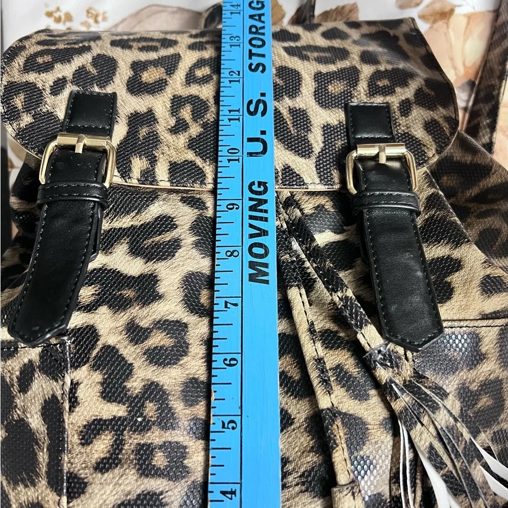 Chic Leopard Print Backpack with Black Details